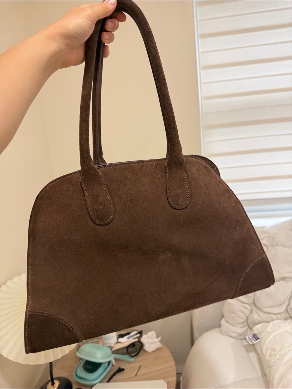 COS small studio bowling bag - suede brown - Picture 5 of 8
